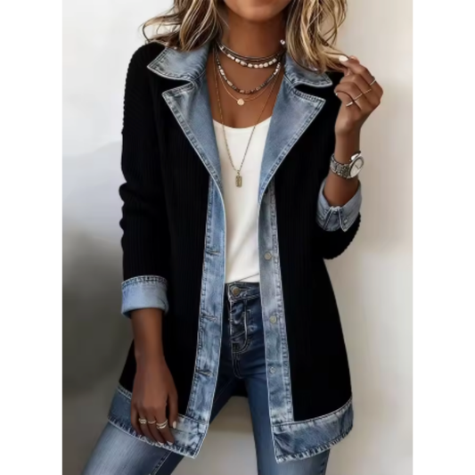 NOVARA™ | Strickjacke im Denim-Mix