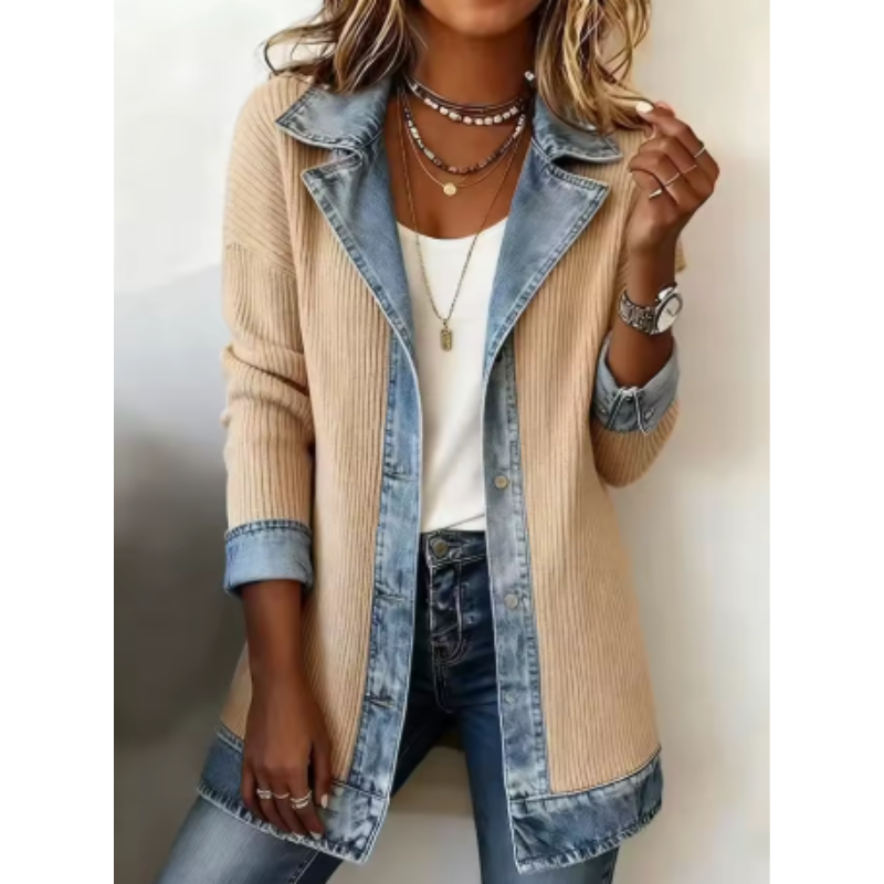 NOVARA™ | Strickjacke im Denim-Mix