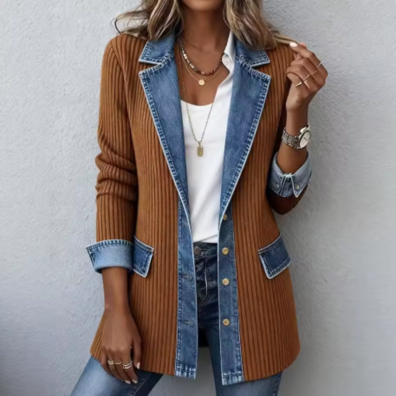 NOVARA™ | Strickjacke im Denim-Mix