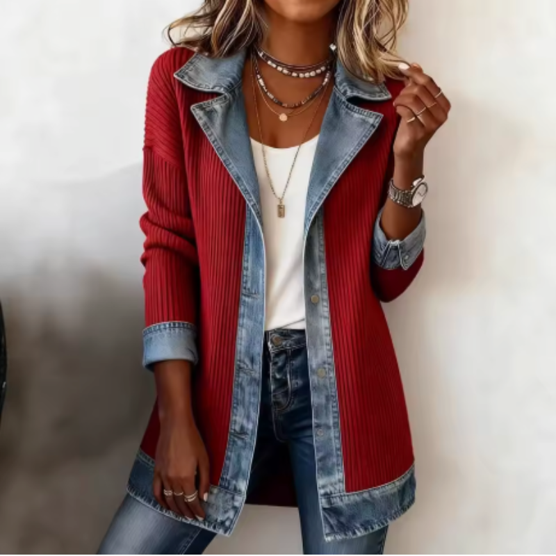 NOVARA™ | Strickjacke im Denim-Mix