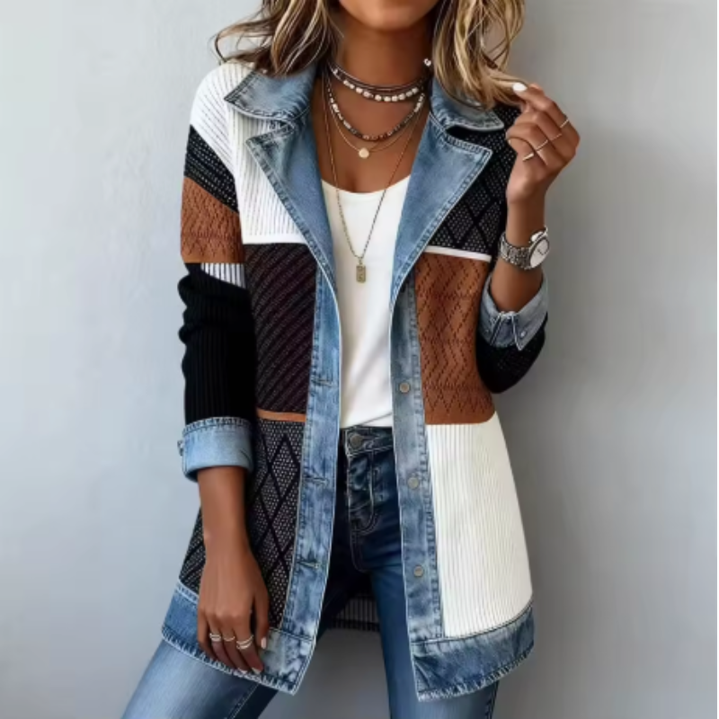 NOVARA™ | Strickjacke im Denim-Mix